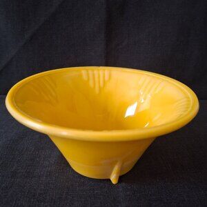 Vintage Akro Agate Glass Footed Bowl Yellow Graduated Darts Number 340 Art Deco